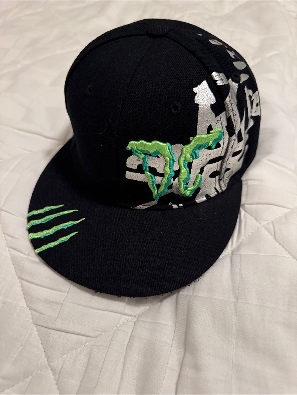 Monster Energy Black Hat with Green DC Embroidered Logo vintage Y2K !!!